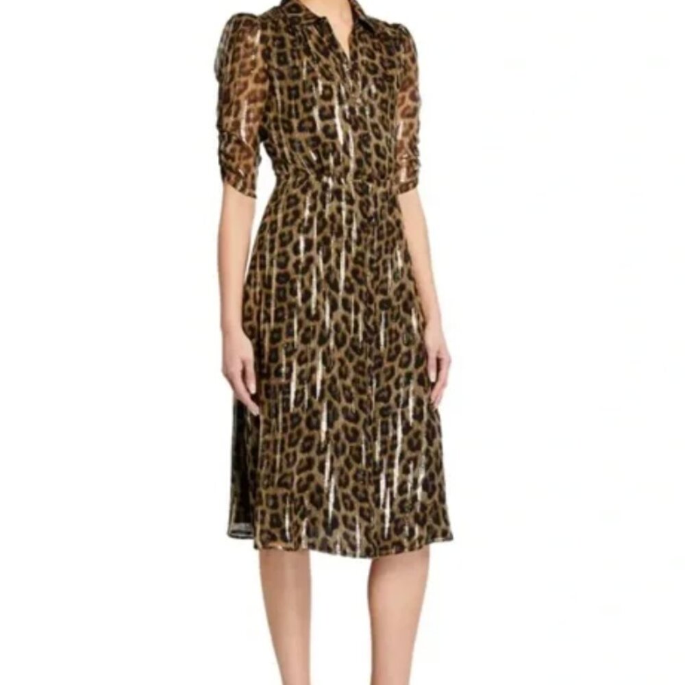 ba&sh Jozy Metallic Leopard Print Dress Size 0 NWT